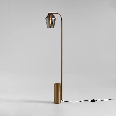 Arren Brass Floor Lamp with Silver Angled Shade 56"