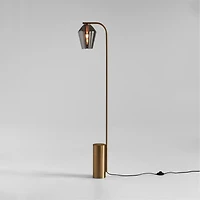 Arren Brass Floor Lamp with Silver Angled Shade 56"