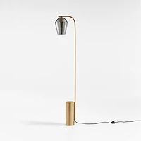 Arren Brass Floor Lamp with Silver Angled Shade 56"
