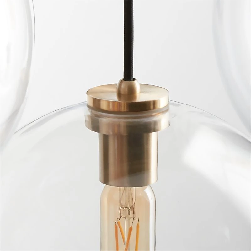 Arren Brass 5-Light Linear Pendant with Large Round Clear Glass Shades 40.7"
