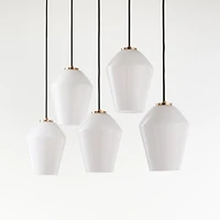 Arren Brass 5-Light Linear Pendant with Angled Milk Glass Shades 40.8"