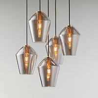 Arren Brass 5-Light Round Pendant with Angled Silver Glass Shades 18"