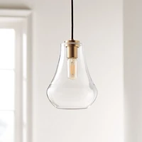 Arren Brass Single Pendant Light with Clear Teardrop Shade