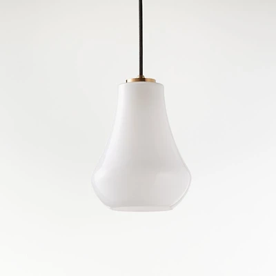Arren Brass Single Pendant Light with Milk Teardrop Shade