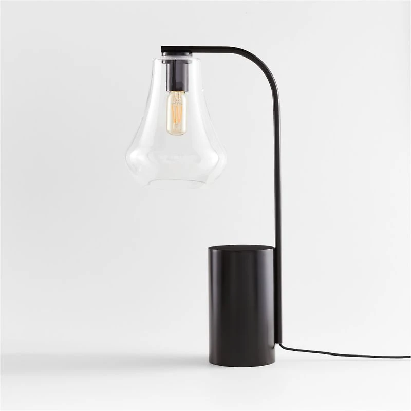 Arren Black Table Lamp with Clear Teardrop Shade 22.25"