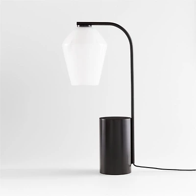 Arren Black Table Lamp with Milk Angled Shade 22.25"