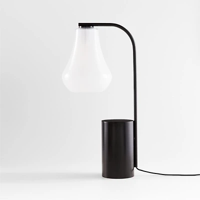 Arren Black Table Lamp with Milk Teardrop Shade 22.25"