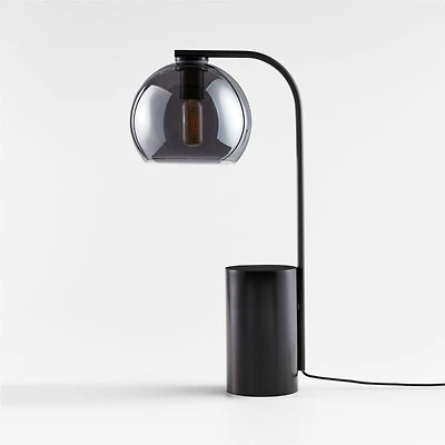 Arren Black Table Lamp with Silver Round Shade 22.25"