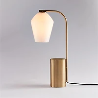 Arren Brass Table Lamp with Milk Angled Shade 22.25"