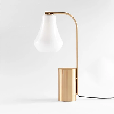 Arren Brass Table Lamp with Milk Teardrop Shade 22.25"