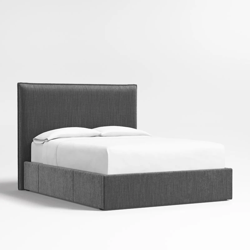 Arvada 54" Charcoal Grey King Upholstered Headboard with Storage Bed Base