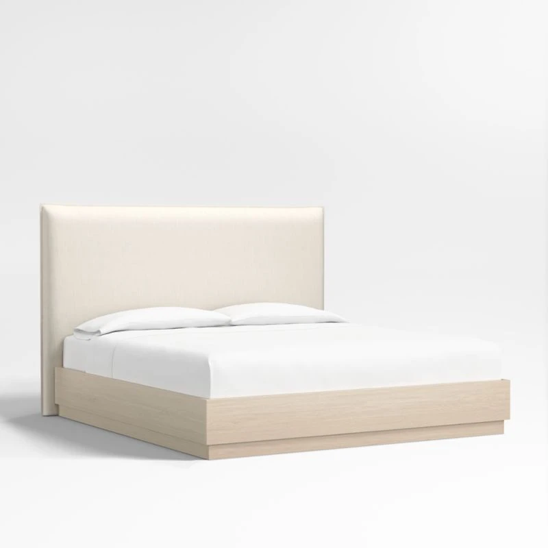 Arvada 54" Upholstered King Headboard with Batten Oak Bed Base