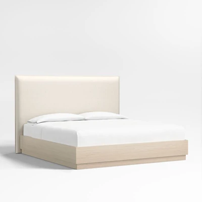 Arvada 54" Upholstered King Headboard with Batten Oak Bed Base