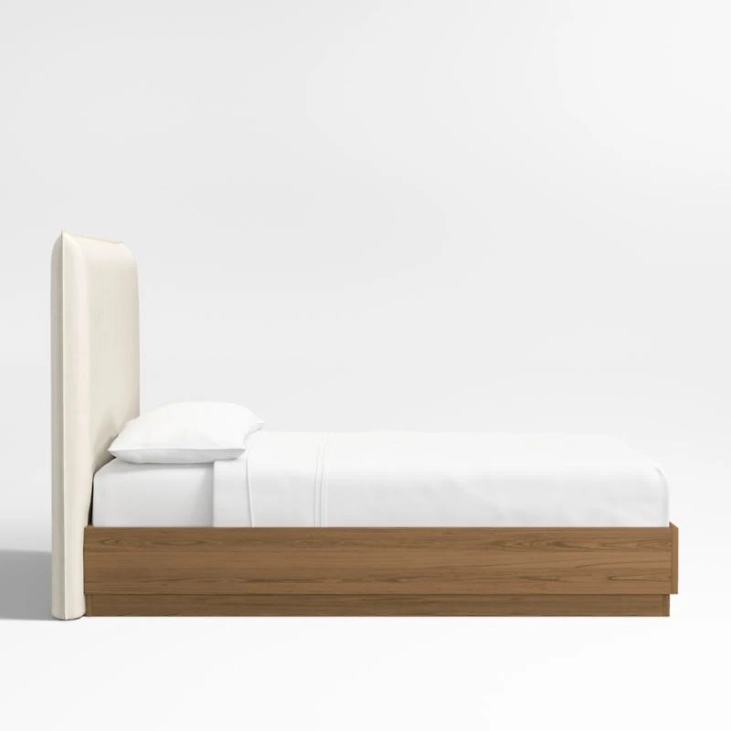 Arvada 54" Upholstered Queen Headboard with Batten Oak Bed Base