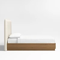 Arvada 54" Upholstered Queen Headboard with Batten Oak Bed Base