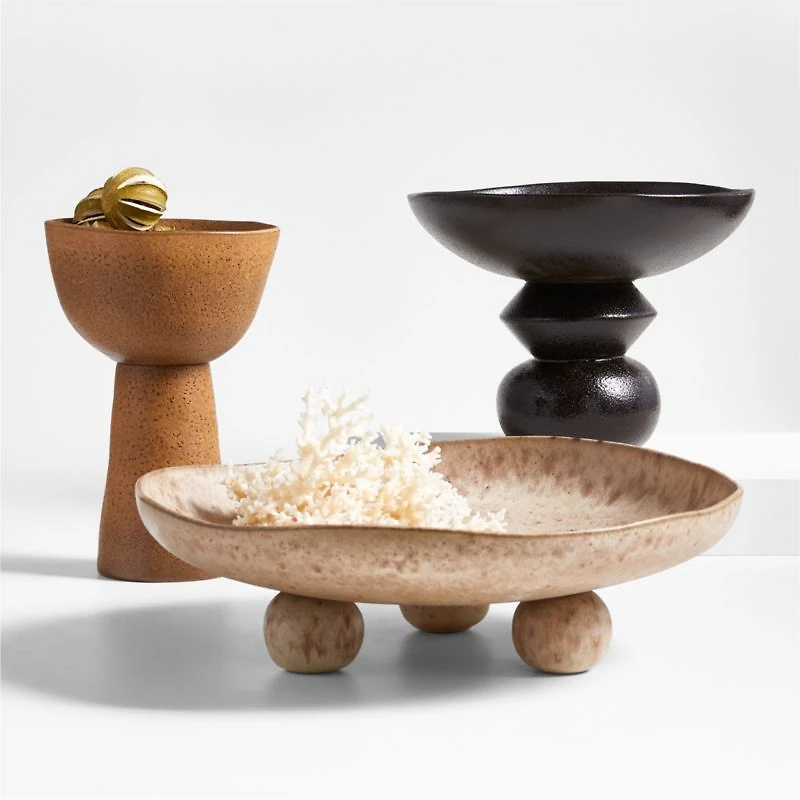 Ashanti Black Ceramic Decorative Pedestal Bowl by Eric Adjepong