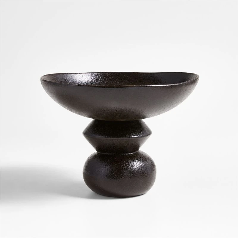 Ashanti Black Ceramic Decorative Pedestal Bowl by Eric Adjepong