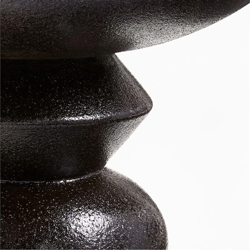 Ashanti Black Ceramic Decorative Pedestal Bowl by Eric Adjepong