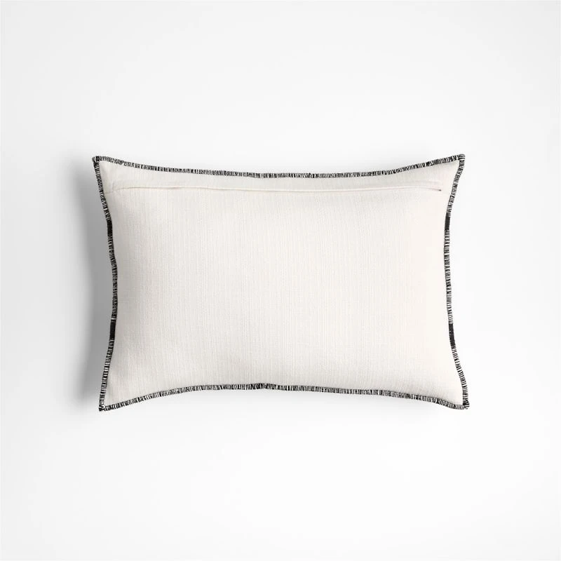 Ashi Painterly Organic Cotton 22"x15" Arctic Ivory Throw Pillow Cover
