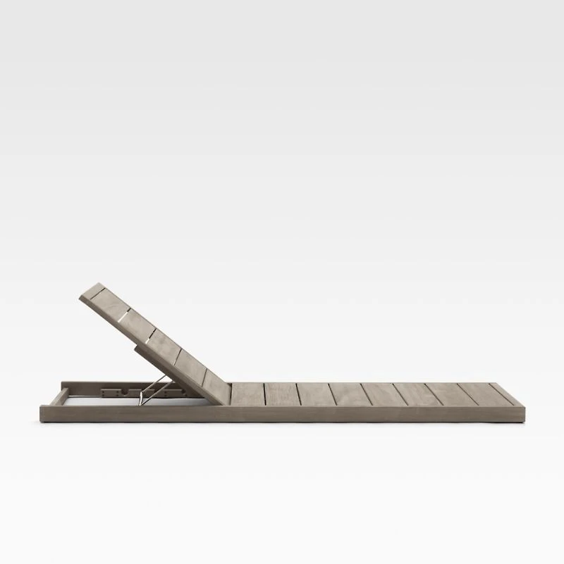 Ashore Grey Mahogany Wood Outdoor Chaise Lounge