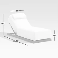 Ashore Grey Solid Mahogany Wood Outdoor Chaise Lounge with White Cushions