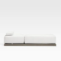 Ashore Grey Solid Mahogany Wood Outdoor Chaise Lounge with White Cushions