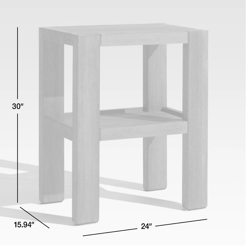 Ashore Grey Mahogany Wood Outdoor Drink Stand