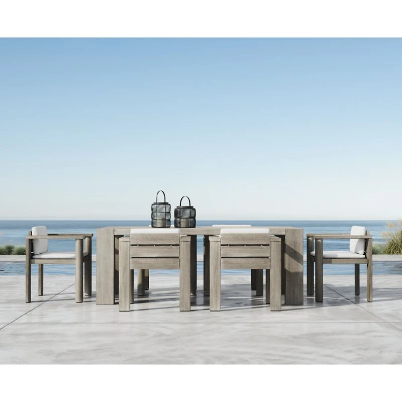 Ashore 82" Grey Mahogany Wood Outdoor Dining Table