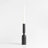 Asker Black Wood Taper Candle Holder 11"