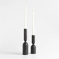 Asker Black Wood Taper Candle Holder 11"