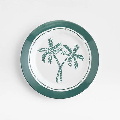 Aspen Rimmed Green Palm Outdoor Melamine Salad Plate