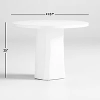 Contemplation 41.5" Round White Travertine and Concrete Entryway Table by Athena Calderone