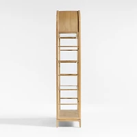 Atrium 58" White Oak and Rattan 4-Shelf Lighted Storage Display Cabinet