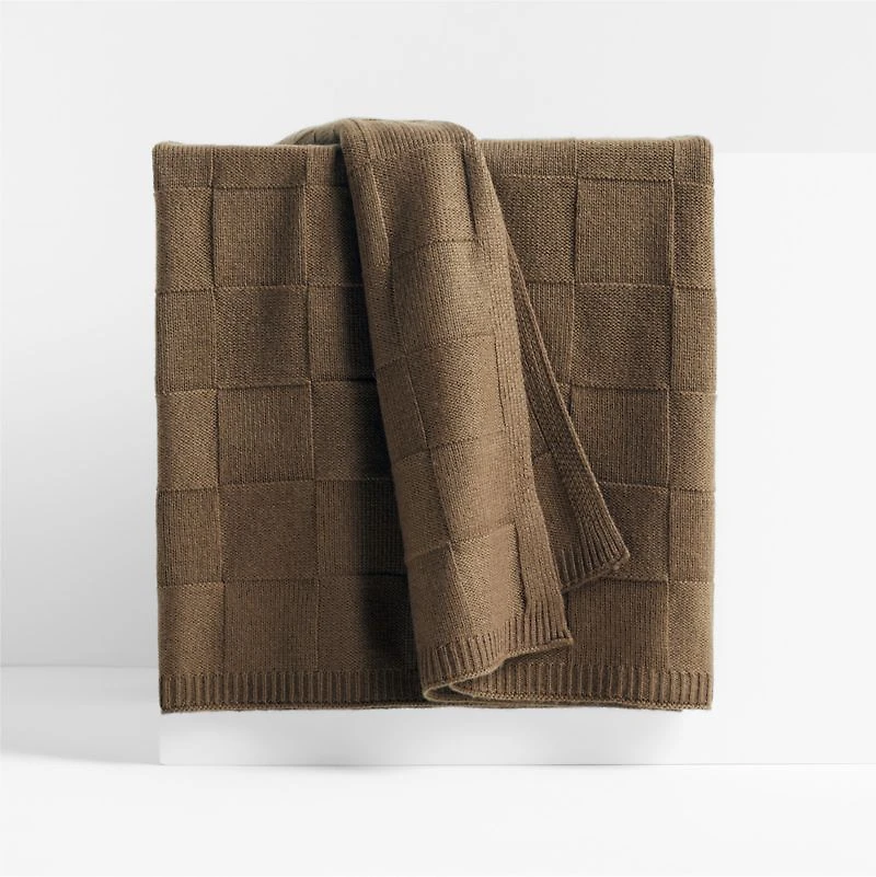 Atticus Square Knit Pindo Brown Throw by Jake Arnold