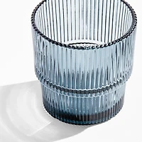 Atwell 11-Oz. Blue Stackable Ribbed Double Old-Fashioned Glass