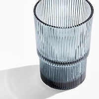 Atwell 16-Oz. Blue Stackable Ribbed Highball Glass