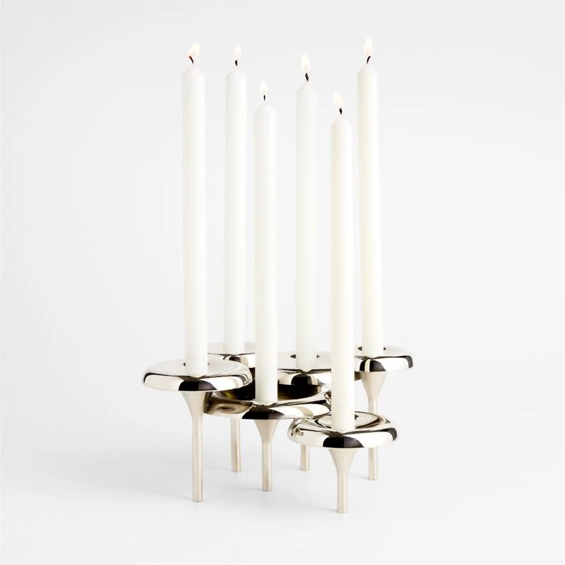 Aura Short Nickel Cast Brass Candelabra by Daniel Humm