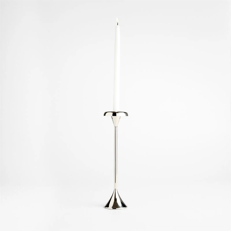 Aura Small Nickel Cast Brass Taper Candle Holder 12 by Daniel Humm