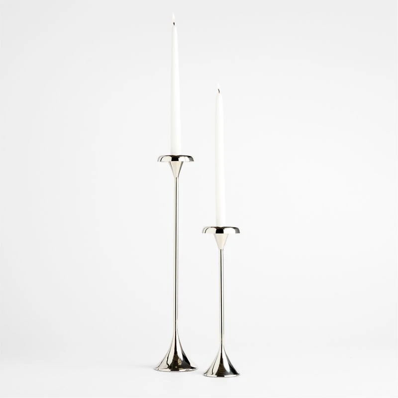 Aura Small Nickel Cast Brass Taper Candle Holder 12 by Daniel Humm