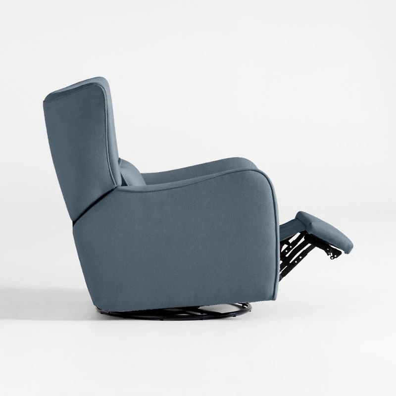 Aurora Denim Blue Nursery Electronic Power Recliner with Night Light