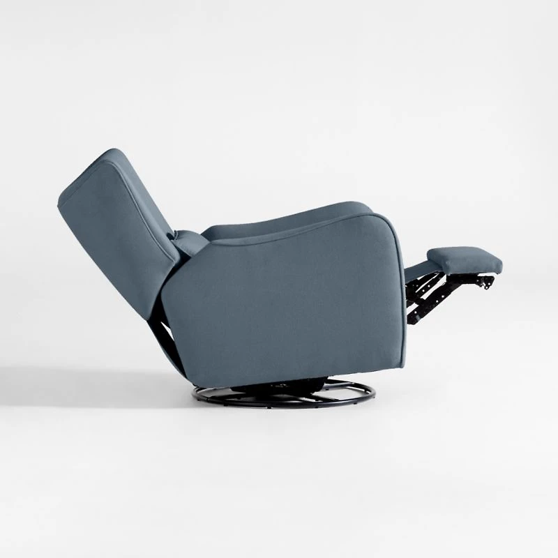 Aurora Denim Blue Nursery Electronic Power Recliner with Night Light