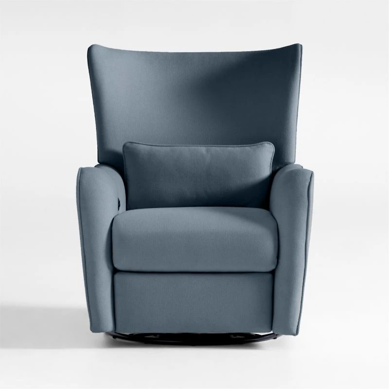Aurora Denim Blue Nursery Electronic Power Recliner with Night Light