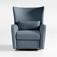 Aurora Denim Blue Nursery Electronic Power Recliner with Night Light