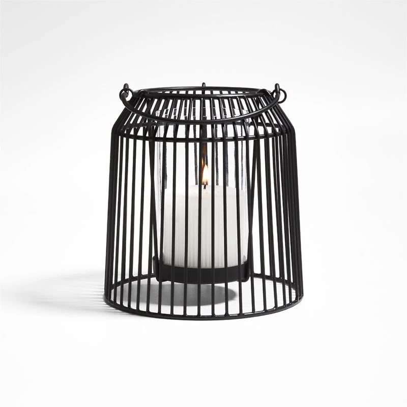 Austell Small Black Metal Outdoor Lantern 8"