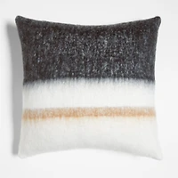 Avalanche Ink Black Brushed Mohair 23"x23" Throw Pillow Cover