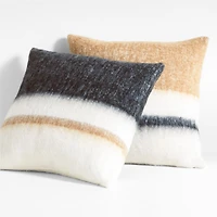 Avalanche Ink Black Brushed Mohair 23"x23" Throw Pillow Cover