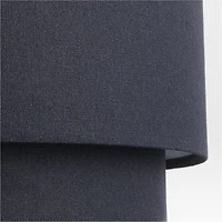 Avery Black Linen Double Drum Pendant Light 18"