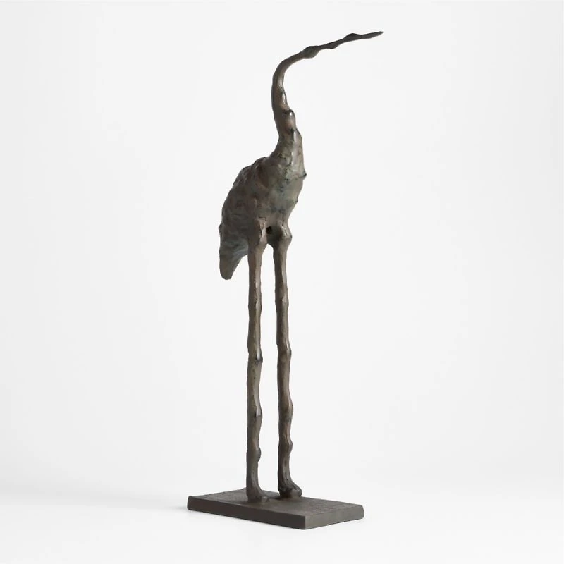 Aves Large Metal Crane Sculpture 22"
