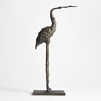 Aves Large Metal Crane Sculpture 22"