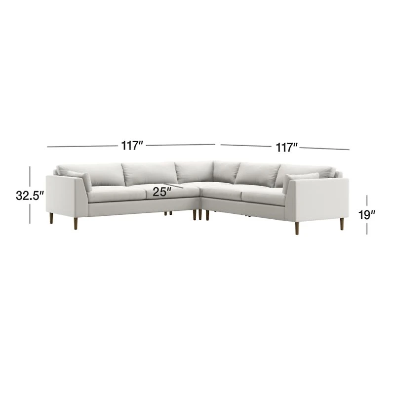 Avondale Wood Leg 3-Piece Sectional Sofa